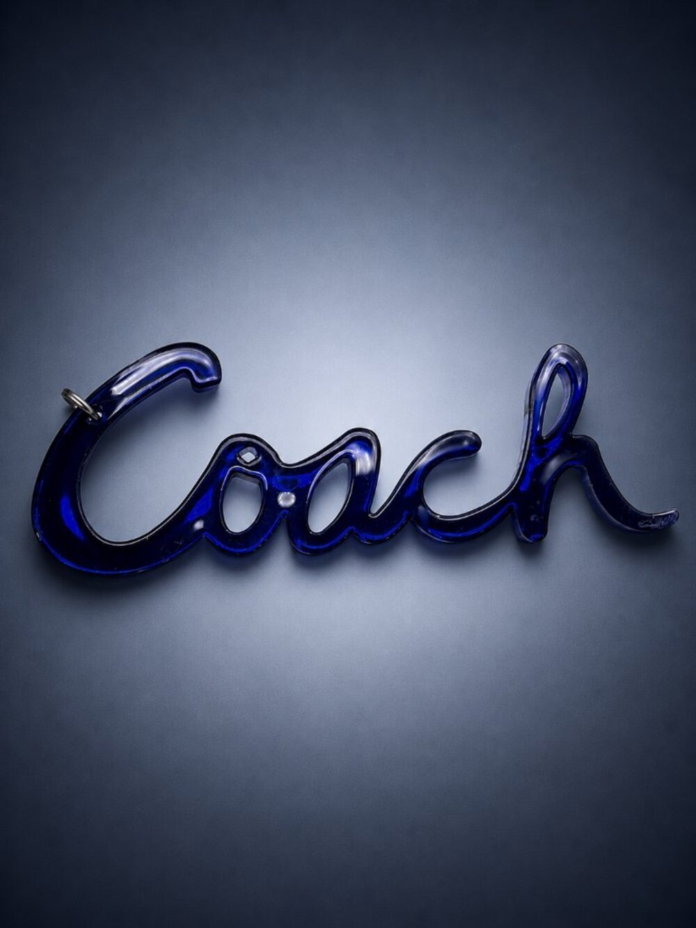 COACH Poppy Blue Acrylic Script Logo Bag Charm Keychain & Gold Tone Hangtag Rare - Picture 6 of 7